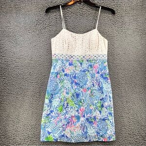 Lilly Pulitzer Blue Floral Eyelet Mini Dress